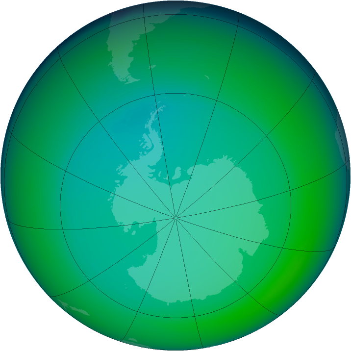 1992-July monthly mean Antarctic ozone